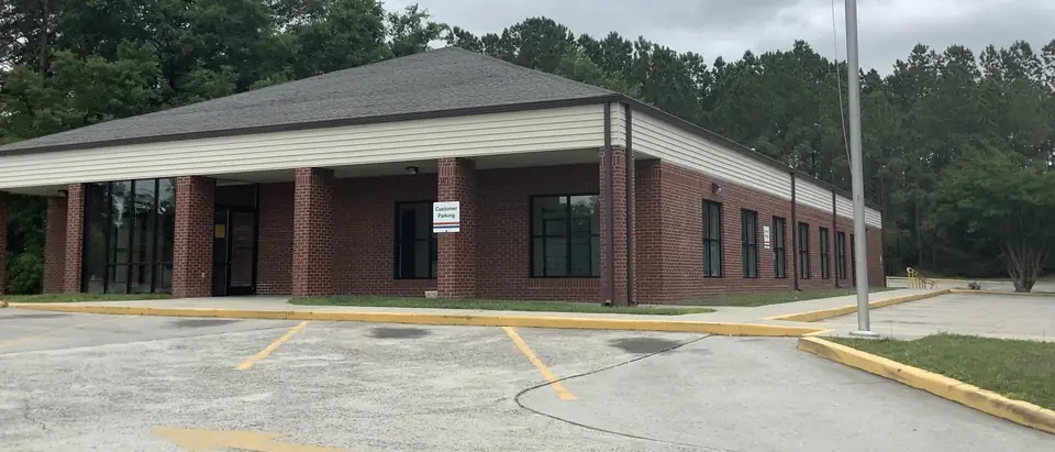 The brick post office on Main Street in Shallotte, NC